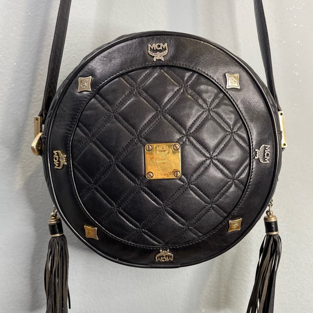 MCM Black Quilted Leather Round Crossbody - Picture 4 of 11